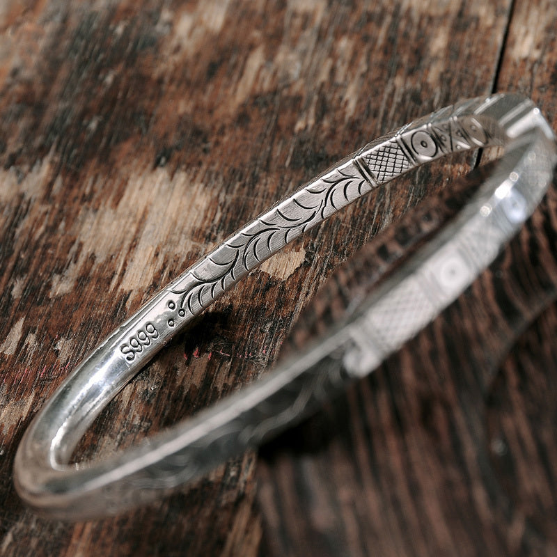 Fashion Temperament Handmade Silver Bracelet Children Ethnic Style Couple Gift